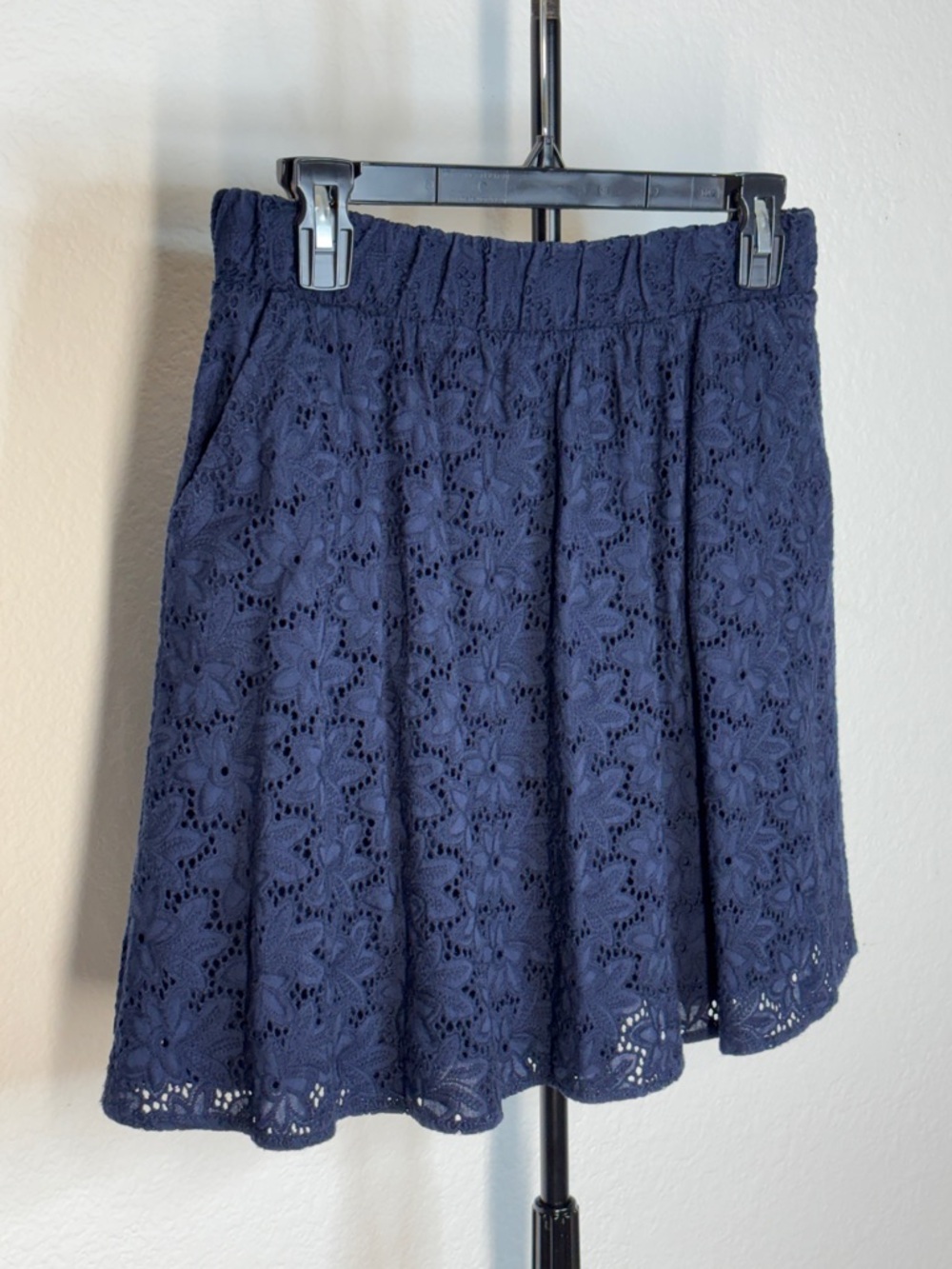 The Webster Navy Cotton Floral Lace Skater Skirt Small - Picture 3 of 8